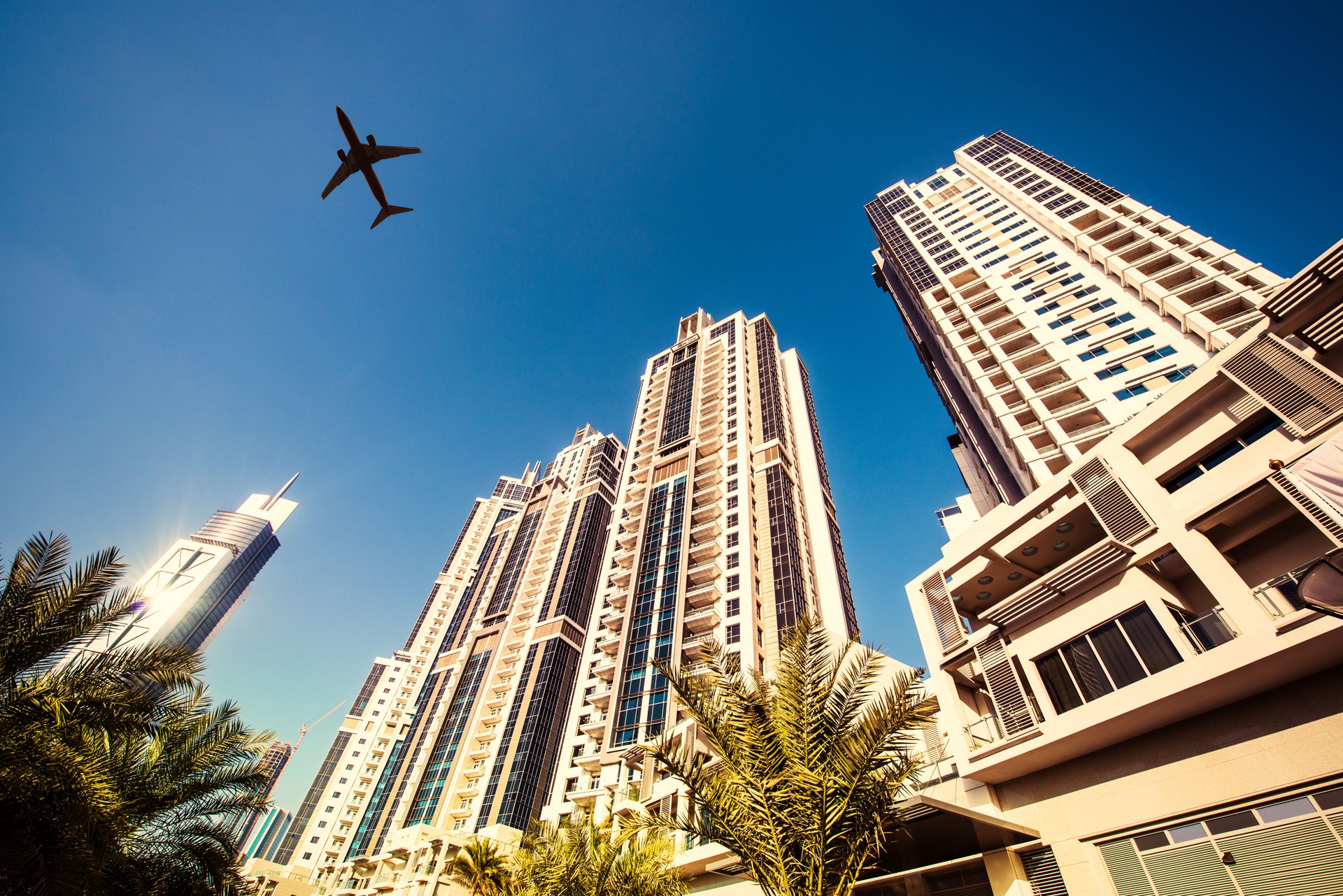 Skyscraper with a airplane silhouette
